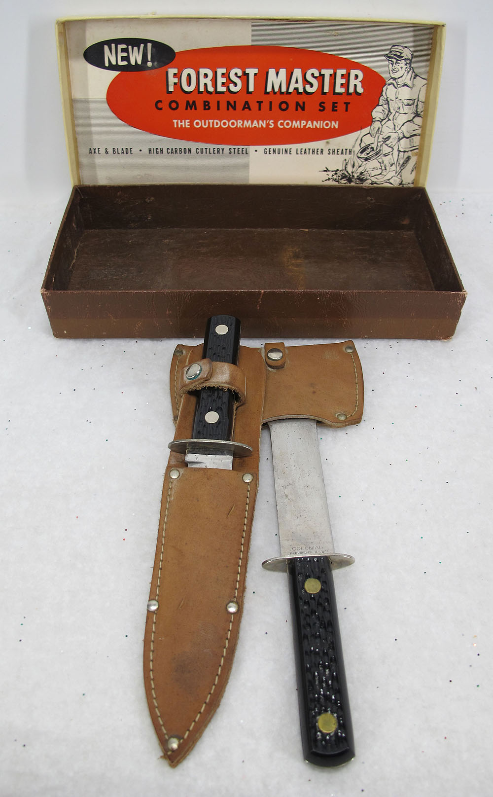 Antique 1950's Colonial Forest Master Hatchet Axe &Knife Combo Set w