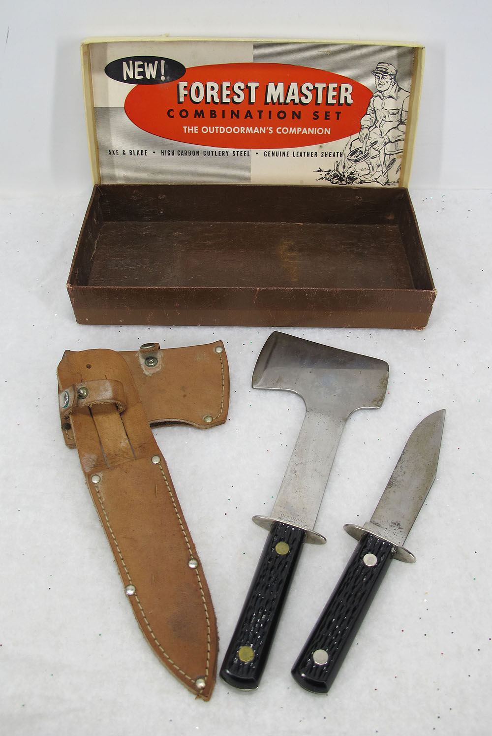 Antique 1950's Colonial Forest Master Hatchet Axe &Knife Combo Set w